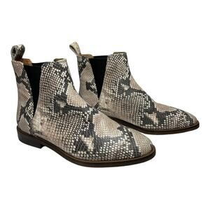 Lucky Brand Haylia Leather Snake Print Chelsea Boot Size 6.5 NWOT 37 Gray